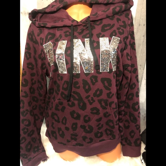 leopard print victoria's secret pink hoodie